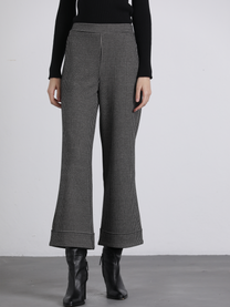Pantaloni in maglia pied-de-poule a gamba ampia