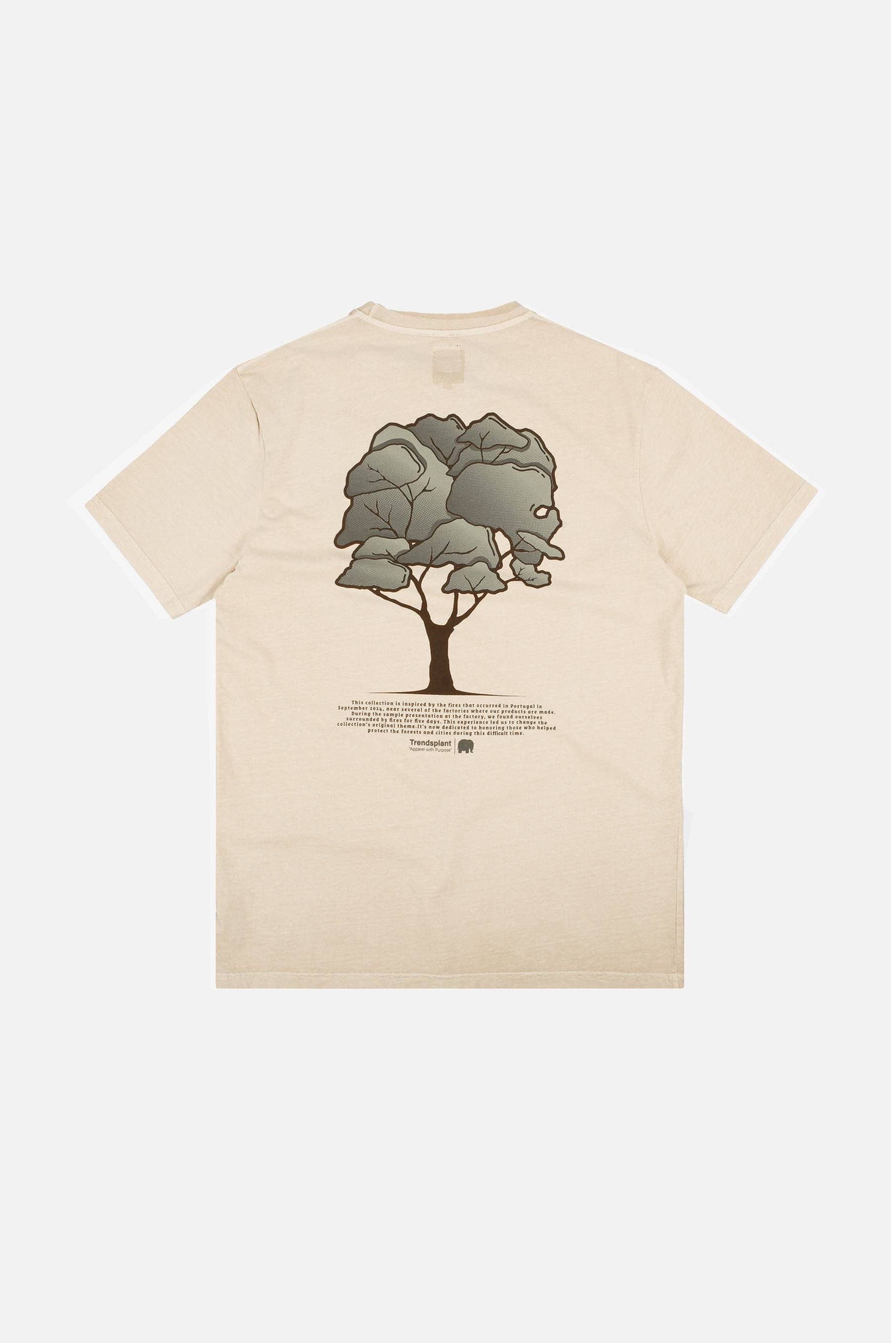 T-shirt uomo in cotone biologico tinta a pigmento con stampa albero