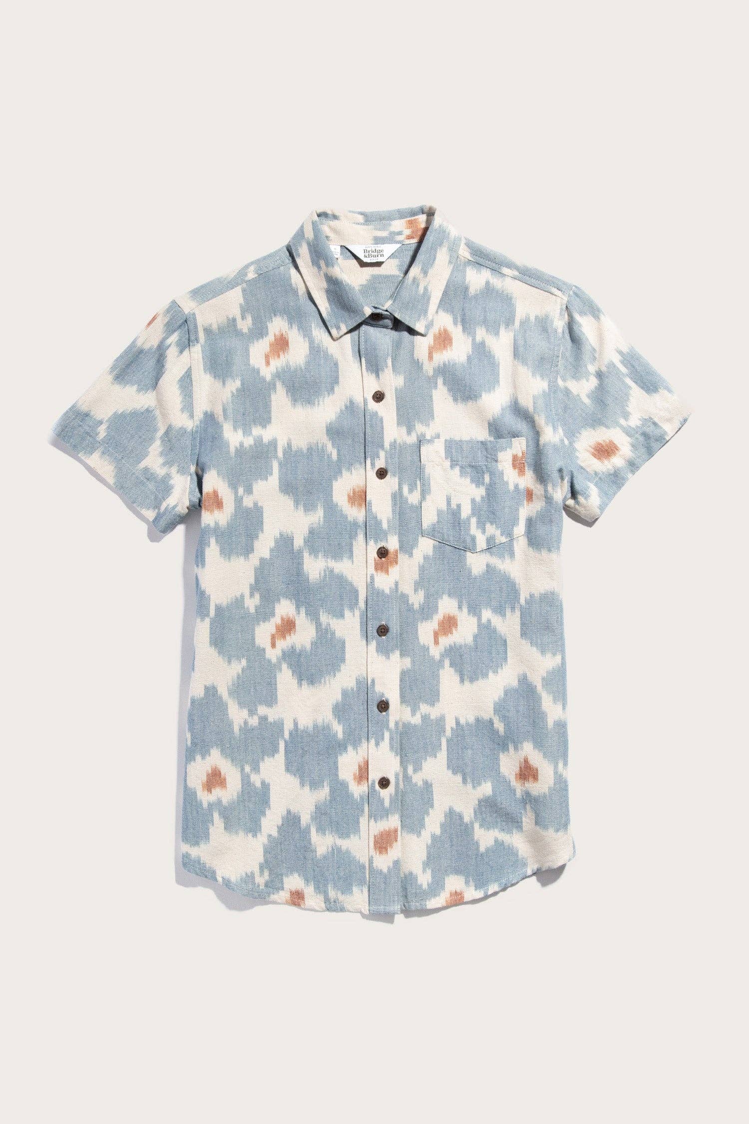 Camicia a maniche corte in cotone con stampa ikat