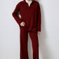 Set tunica e pantaloni in maglia con colletto a coste