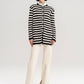 Cardigan lungo a righe con bottoni dorati