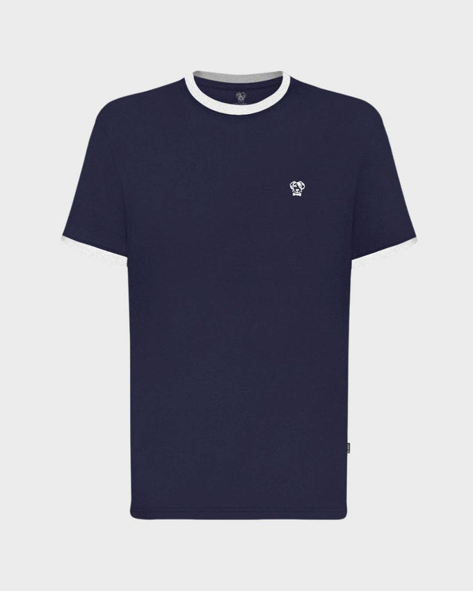 T-shirt antimacchia blu con bordi bianchi