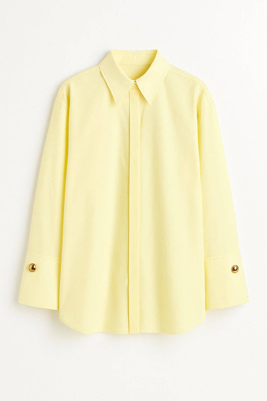 Camicia in popeline con polsini ampi