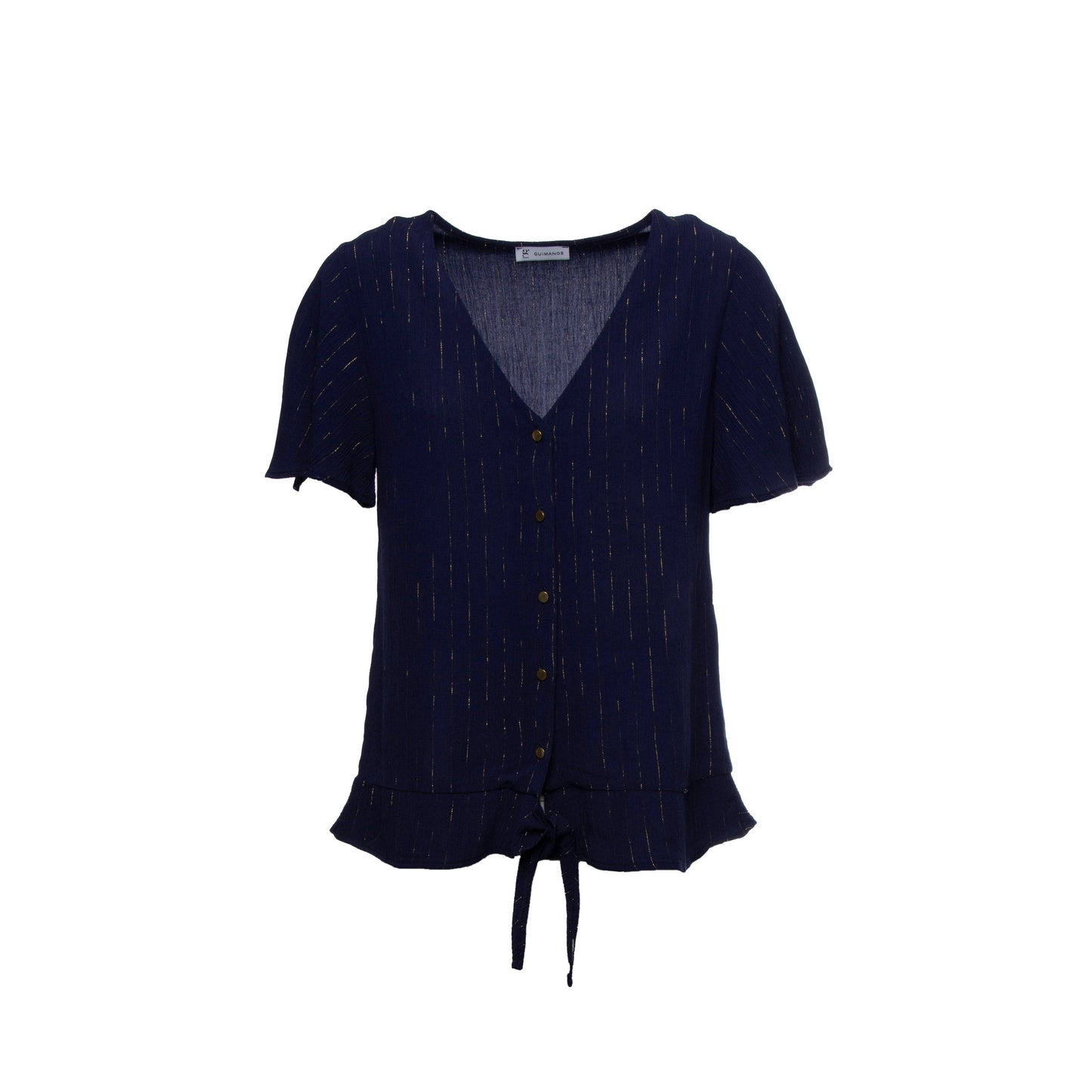 Blusa in viscosa lurex con nodo e scollo a V