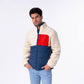 Giacca sherpa color block avorio e blu navy