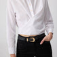 Camicia avvolgente cropped in popeline di cotone