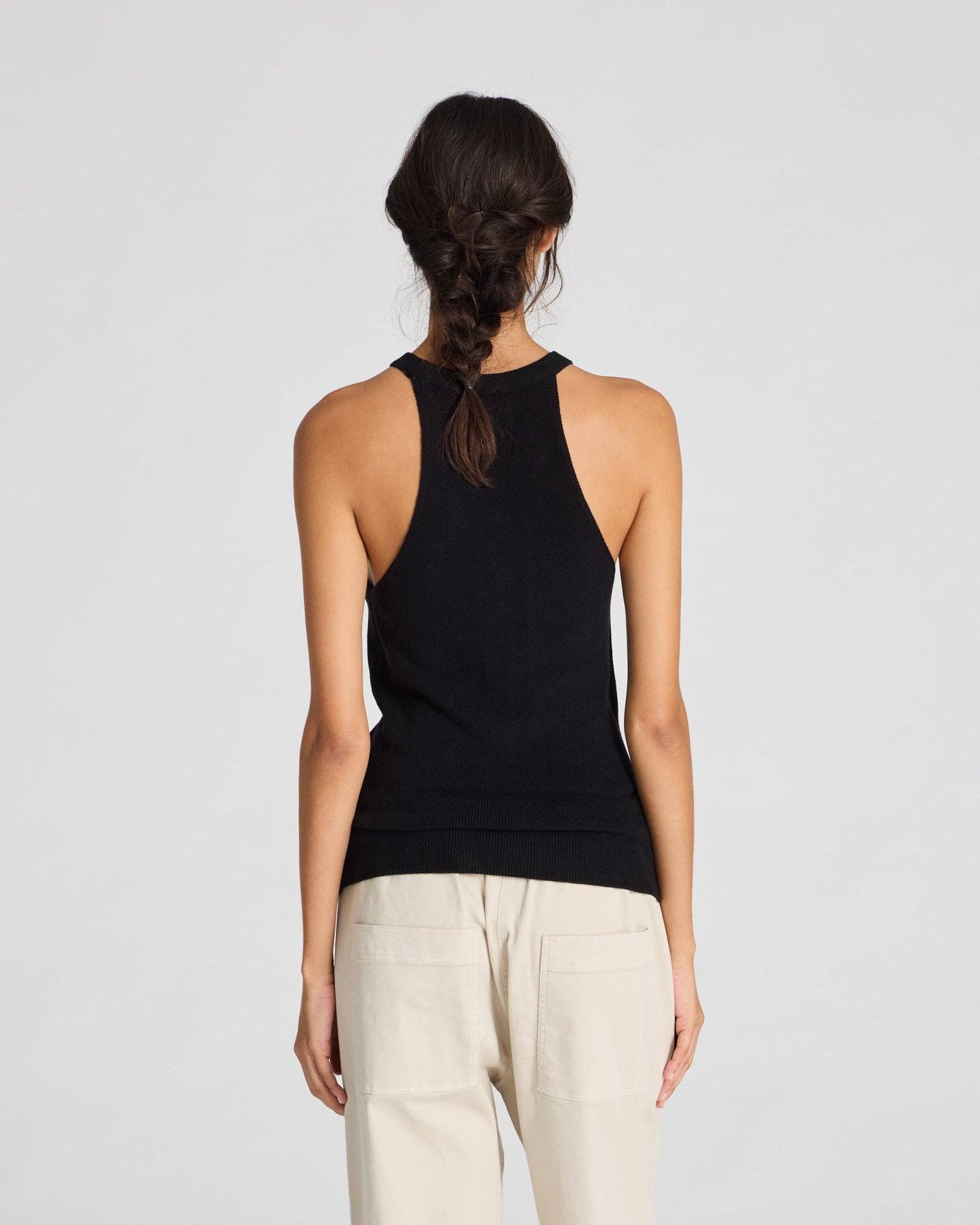 Top in maglia Lulu in cotone biologico nero