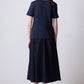 T-shirt donna in cotone con collo a costine blu navy