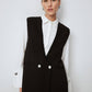 Gilet in crêpe con dettagli in perle
