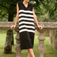 Abito midi a righe in cotone