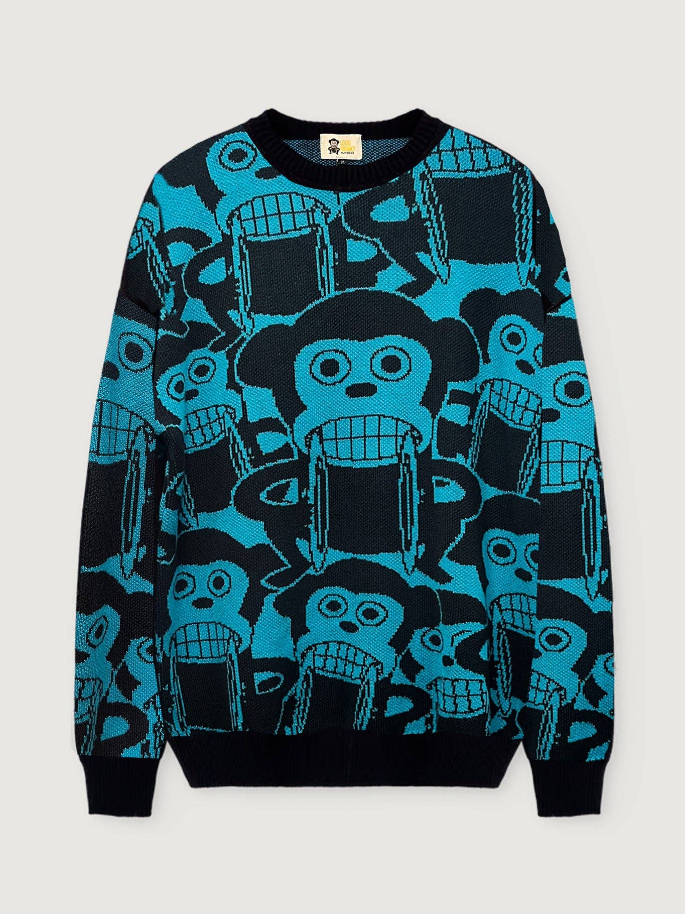 Maglione unisex in cotone biologico con stampa scimmie