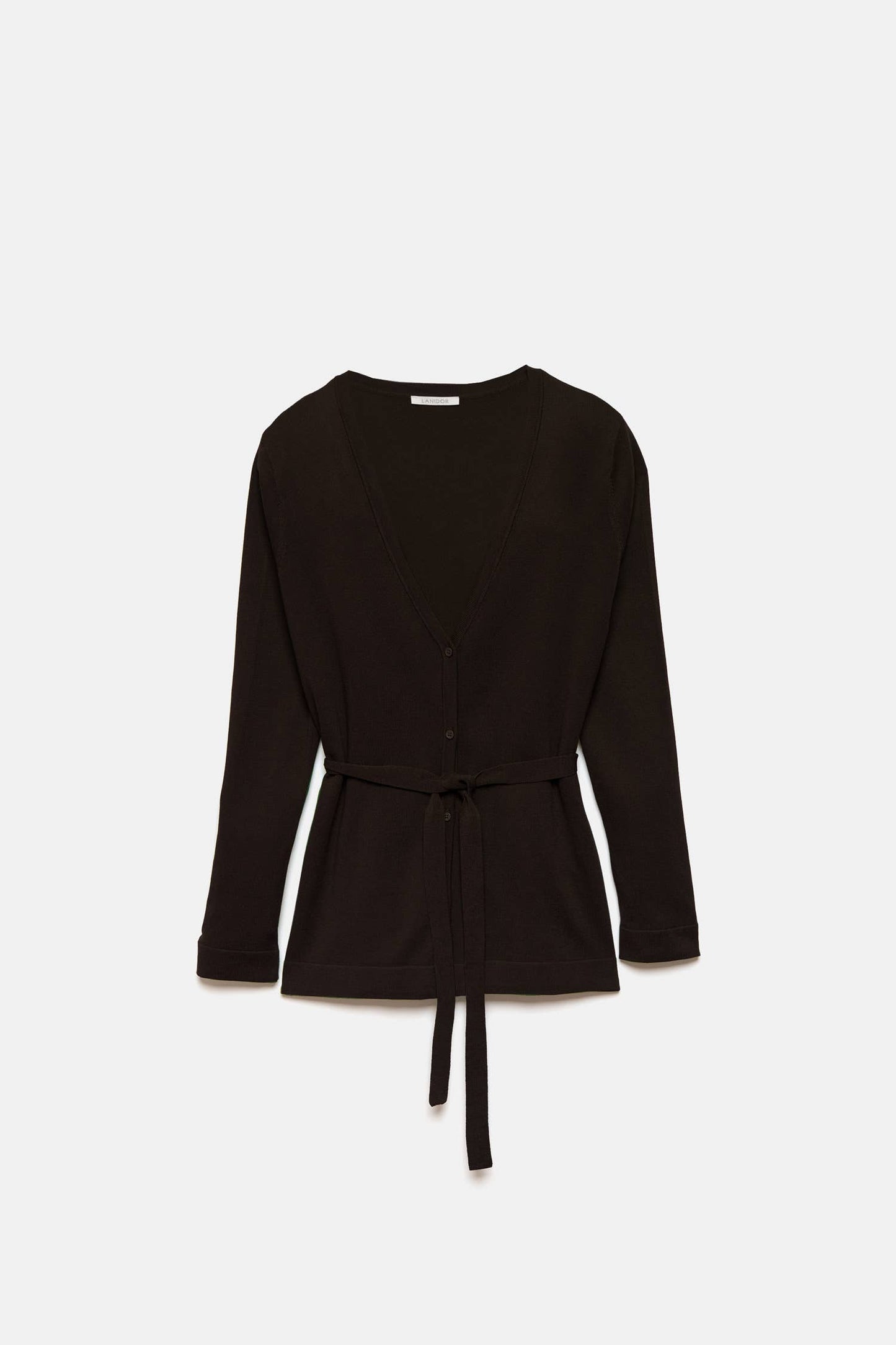 Cappotto cardigan in maglia rasata con cintura