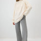 Maglione oversize a trecce in maglia ecrù