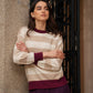 Maglia Siena a righe beige con dettagli bordeaux