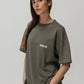T-shirt corta oversize oliva in cotone organico