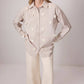 Camicia oversize con applicazioni floreali 3D