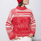 Maglione oversize in maglia strutturata rosso e bianco