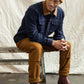Giacca trucker in denim scuro con colletto a contrasto