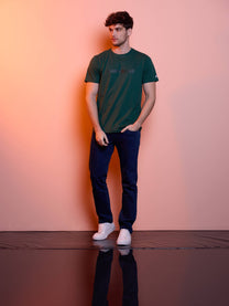 T-shirt uomo in cotone e poliestere con lettering tono su tono