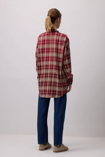 Camicia a quadri oversize bordeaux
