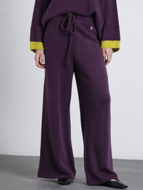 Pantaloni in maglia viola con coulisse