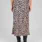 Gonna lunga animalier beige con bottoni dorati