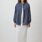 Giacca in gabardine a righe blu navy