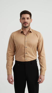 Camicia aderente in lyocell color oro