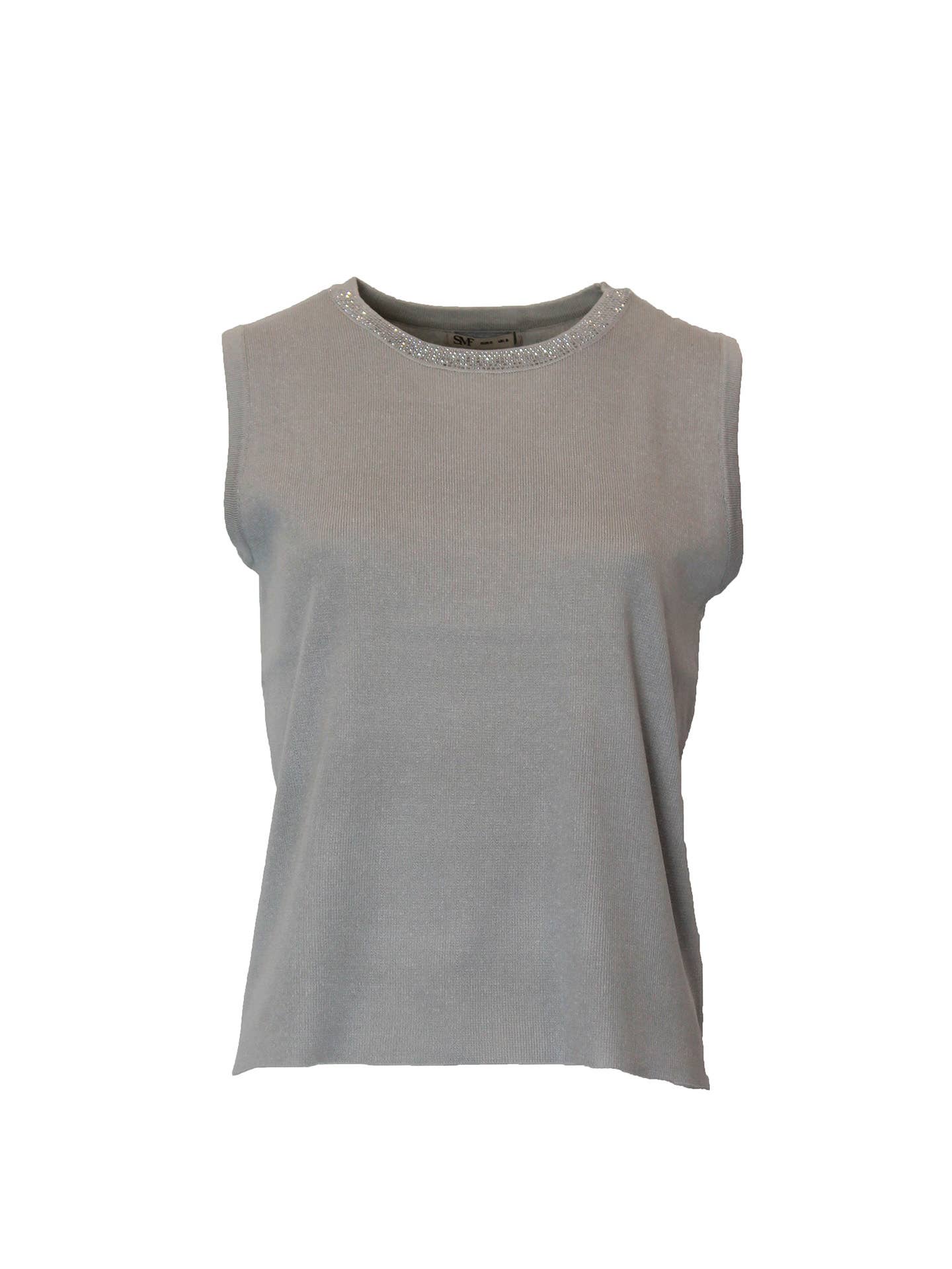Top in maglia con collo gioiello