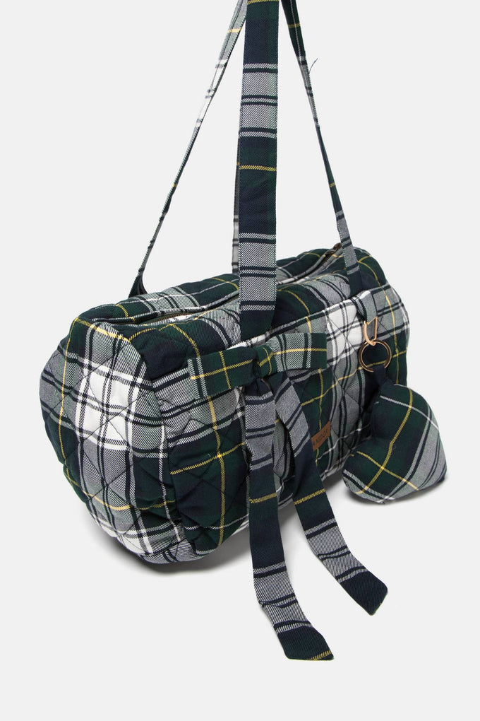 Borsa trapuntata tartan con zip