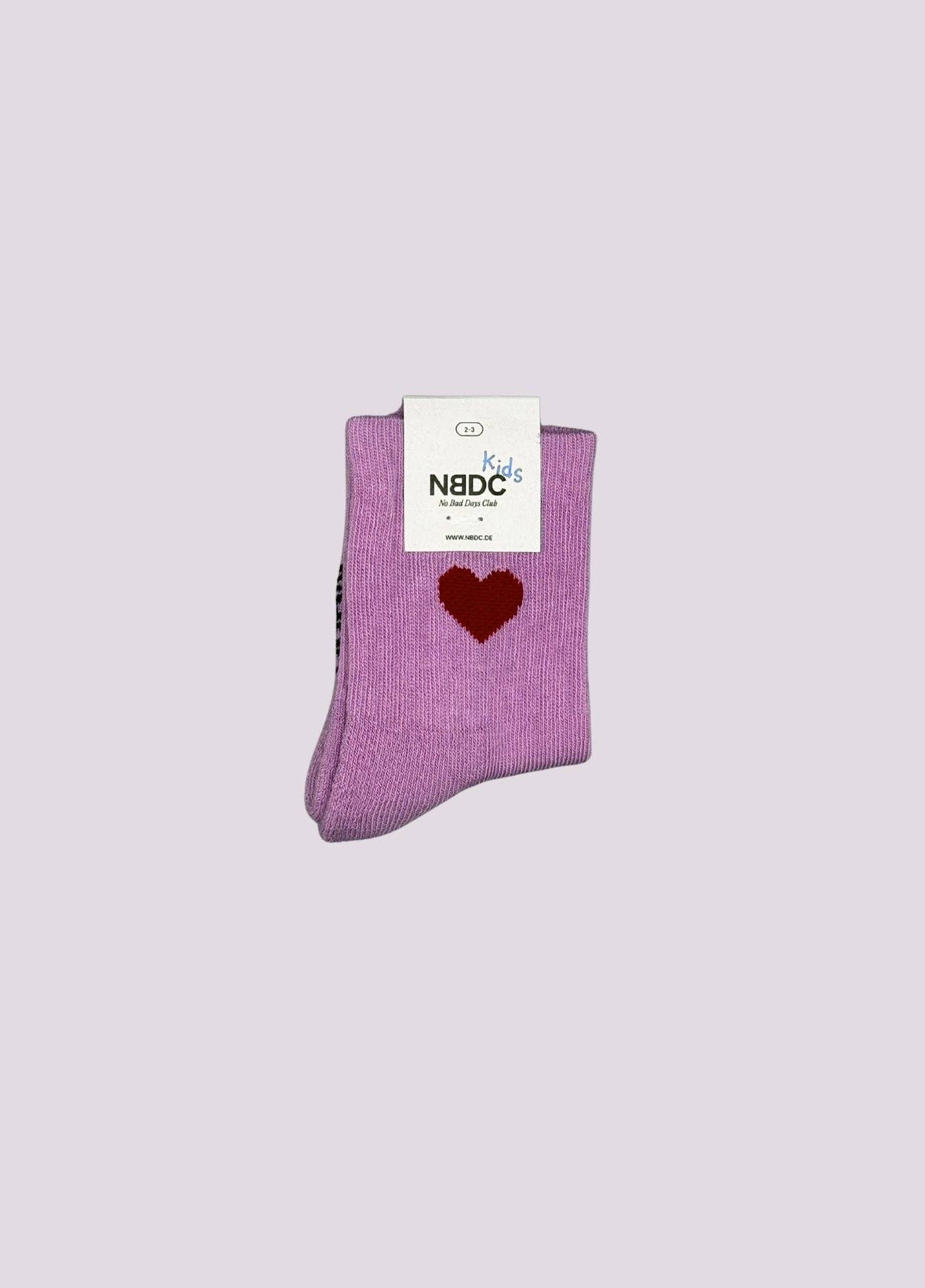 Calzini rosa con cuore rosso per bambini