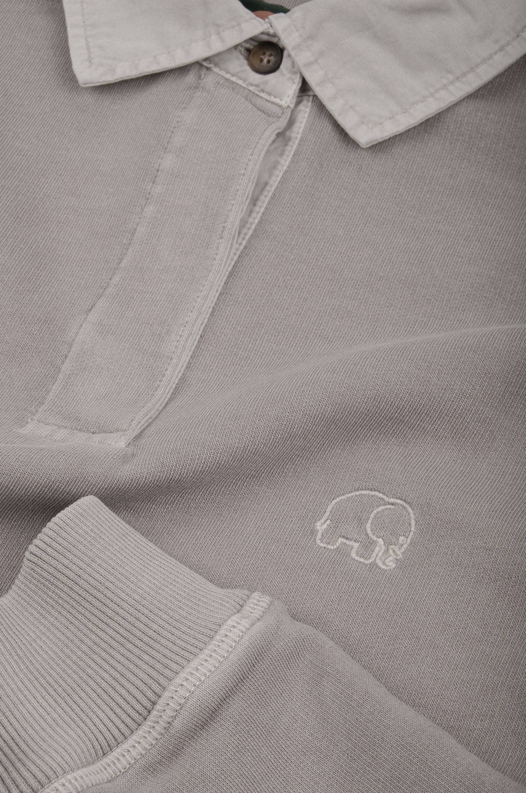 Maglione polo pesante in cotone organico tinto in capo grigio