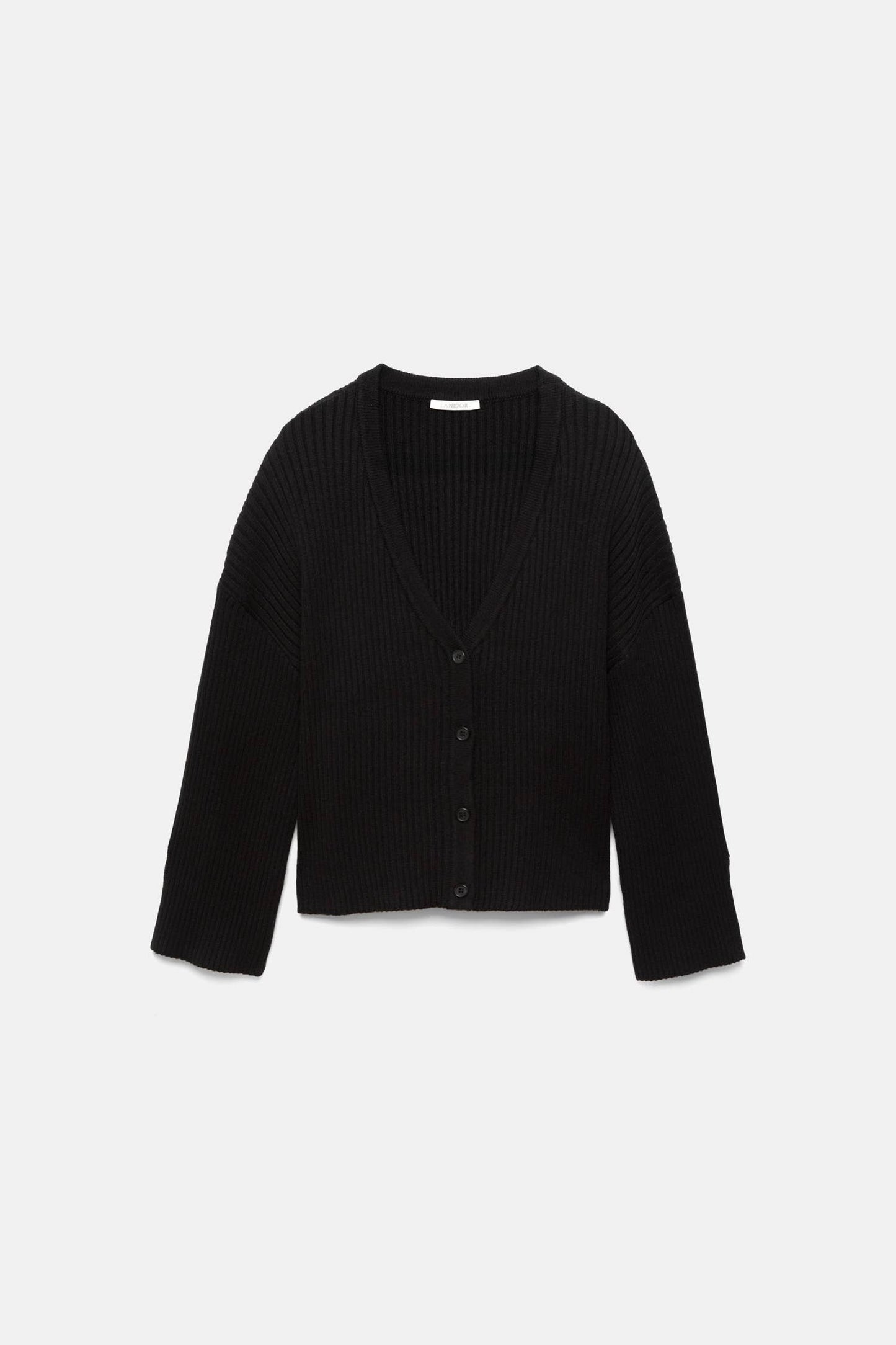 Cardigan a coste in maglia con bottoni