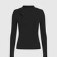 T-shirt Amelle nera a collo alto con cut-out