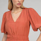 Abito midi Melile terracotta con scollo a V