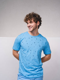 T-shirt basic in cotone con micro stampa e logo ricamato