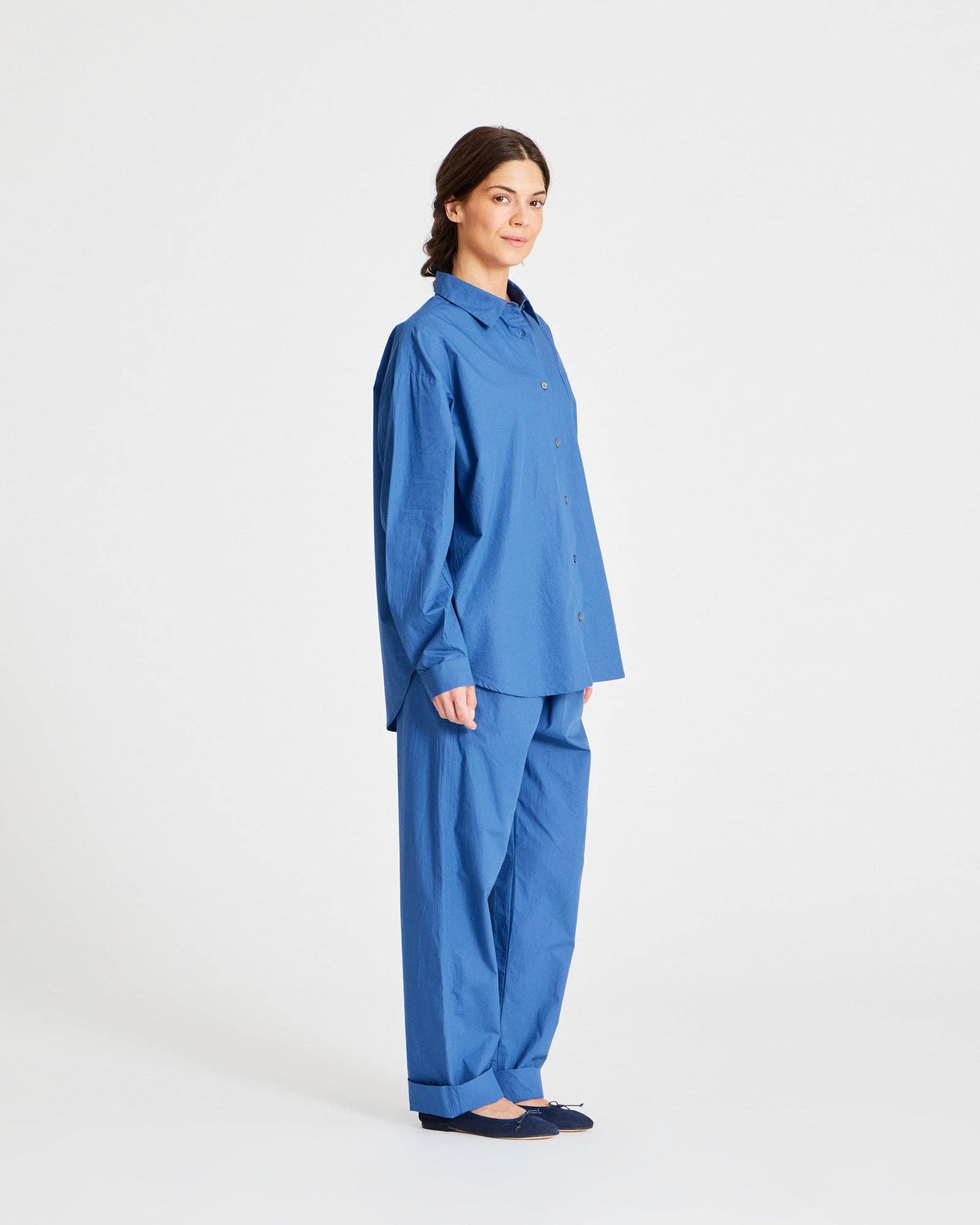Camicia in popeline di cotone biologico GOTS Astrid azzurro chiaro
