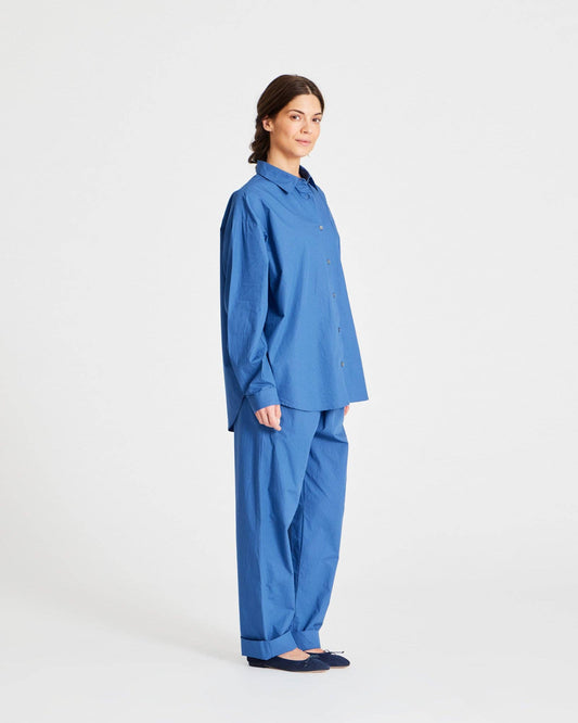 Camicia in popeline di cotone biologico GOTS Astrid azzurro chiaro