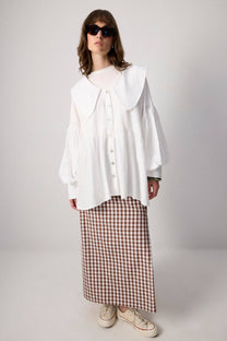 Camicia oversize con colletto Peter Pan in misto viscosa