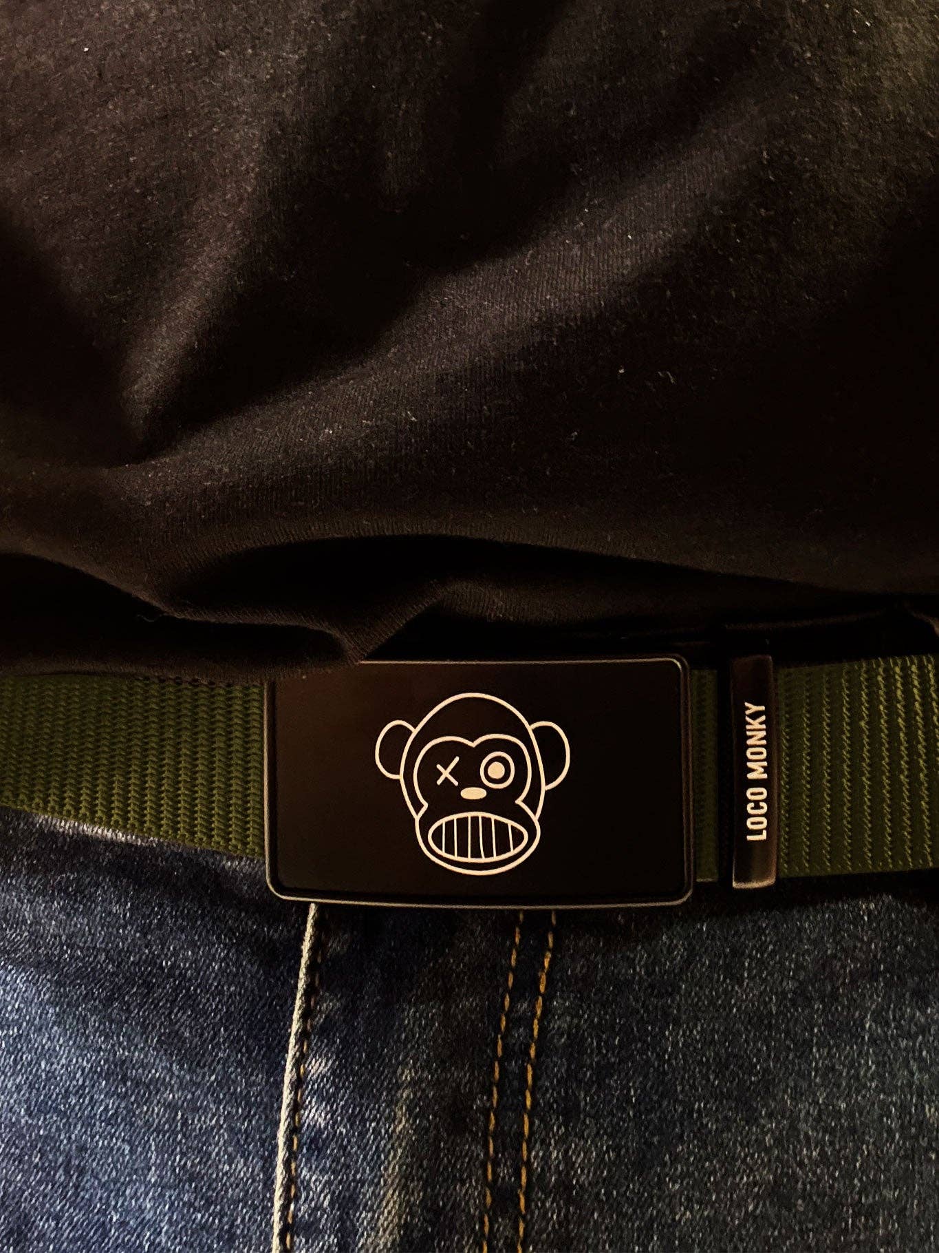 Cintura regolabile unisex in nylon verde oliva