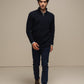 Maglione polo in maglia con zip da uomo