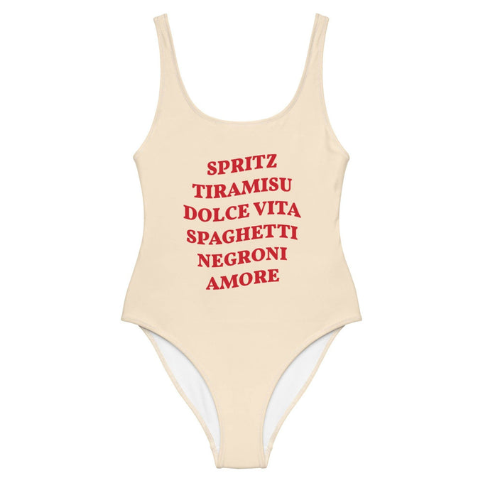 Costume intero estivo con stampa “Spritz & Dolce Vita”