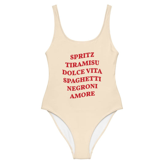 Costume intero estivo con stampa “Spritz & Dolce Vita”