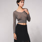 Maglione corto all’uncinetto con lurex
