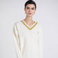Maglione in maglia con scollo a V a contrasto