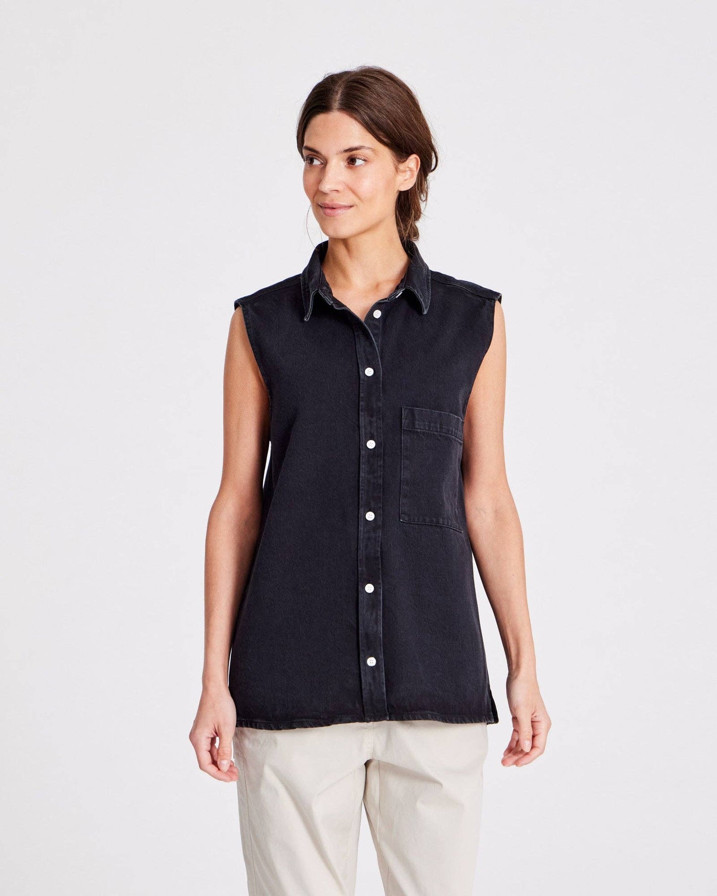 Gilet in denim Rita nero