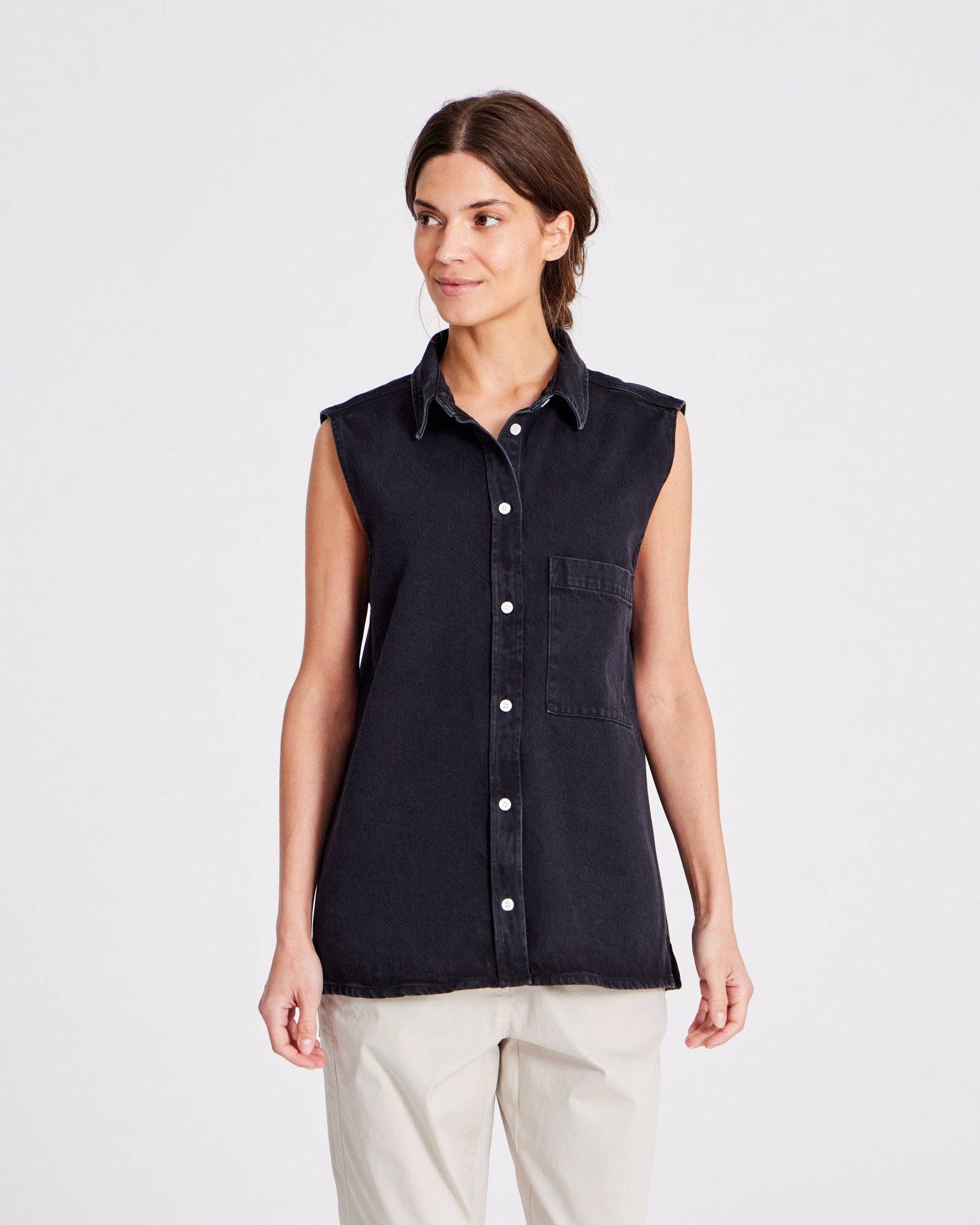 Gilet in denim Rita nero