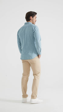 Camicia dritta in denim azzurro cielo
