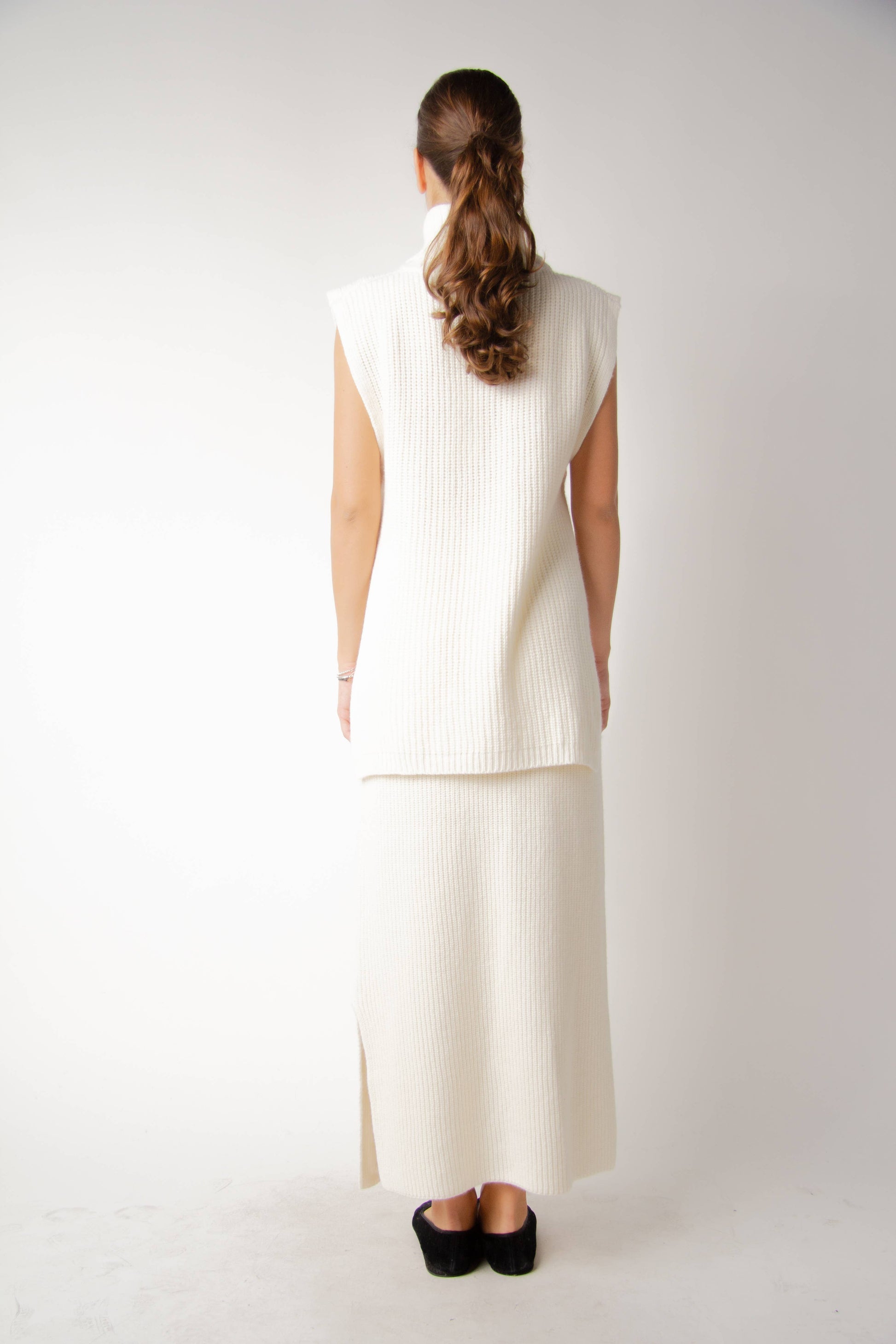 Gonna lunga a trecce in misto cashmere