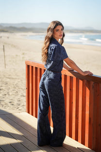 Pantaloni palazzo floreali in cotone